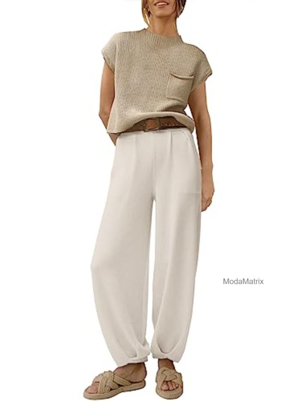 Two Piece Lounge Set Cap Sleeve Crop Top High Waist Taper Pants Rayon